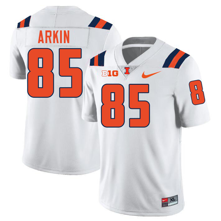 Men #85 Tanner Arkin Illinois Fighting Illini College Football Jerseys Stitched-White